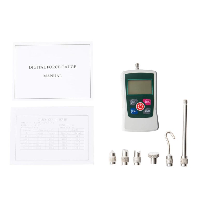 Beslands Digital Force Gauge 500N Push Pull Force Gauge Dynamometer Tension Gauge Tester Pressure Thrust Meter with Units N/LB/Kg/Oz, Portable Storage Case (AMF-500) - Image 2